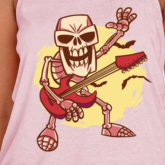 Skeleton Guitar Rock Women's Knotted Racerback Tank