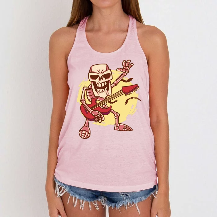 Skeleton Guitar Rock Women's Knotted Racerback Tank