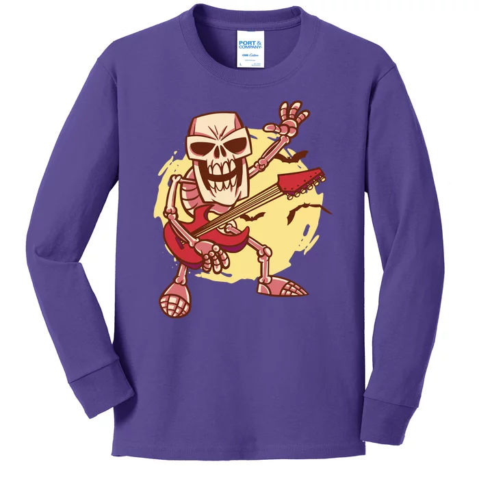 Skeleton Guitar Rock Kids Long Sleeve Shirt