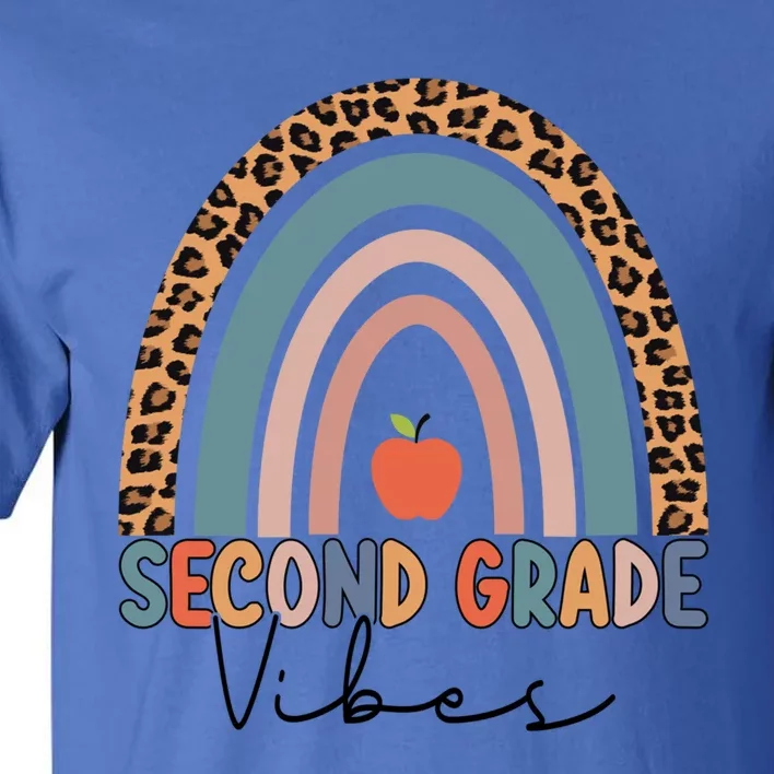 Second Grade Rainbow Leopard Teacher 2Nd Grade Vibes Gift Tall T-Shirt