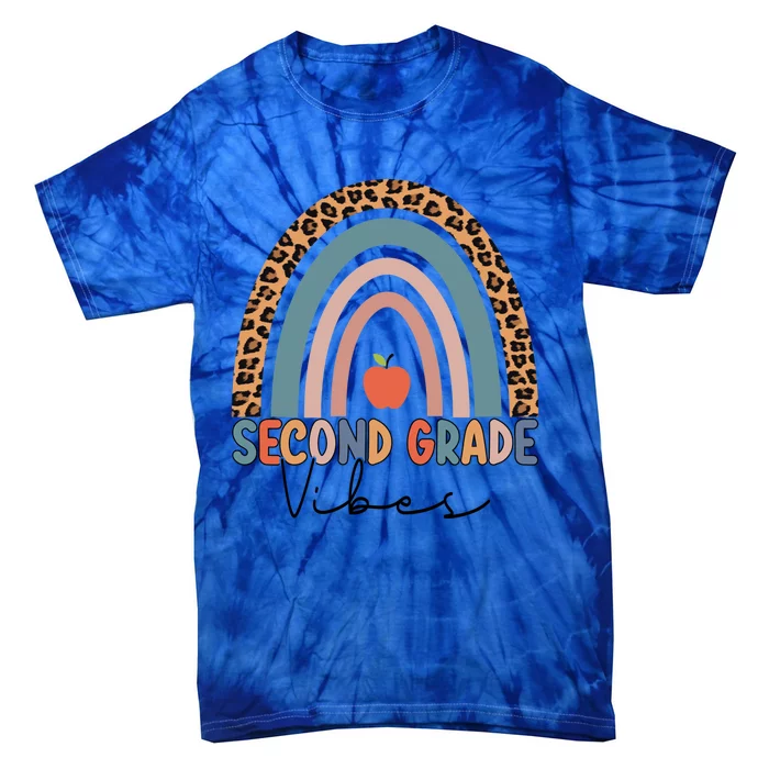 Second Grade Rainbow Leopard Teacher 2Nd Grade Vibes Gift Tie-Dye T-Shirt