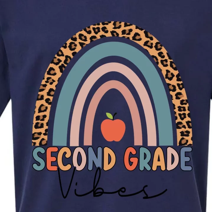 Second Grade Rainbow Leopard Teacher 2Nd Grade Vibes Gift Sueded Cloud Jersey T-Shirt