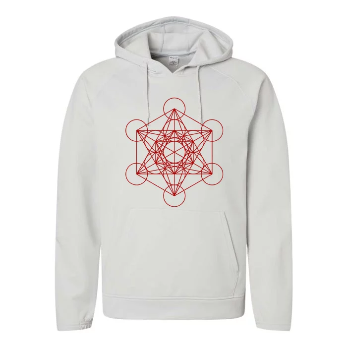 Sacred Geometry Red And Black Geometric Design Gothic Goth Performance Fleece Hoodie