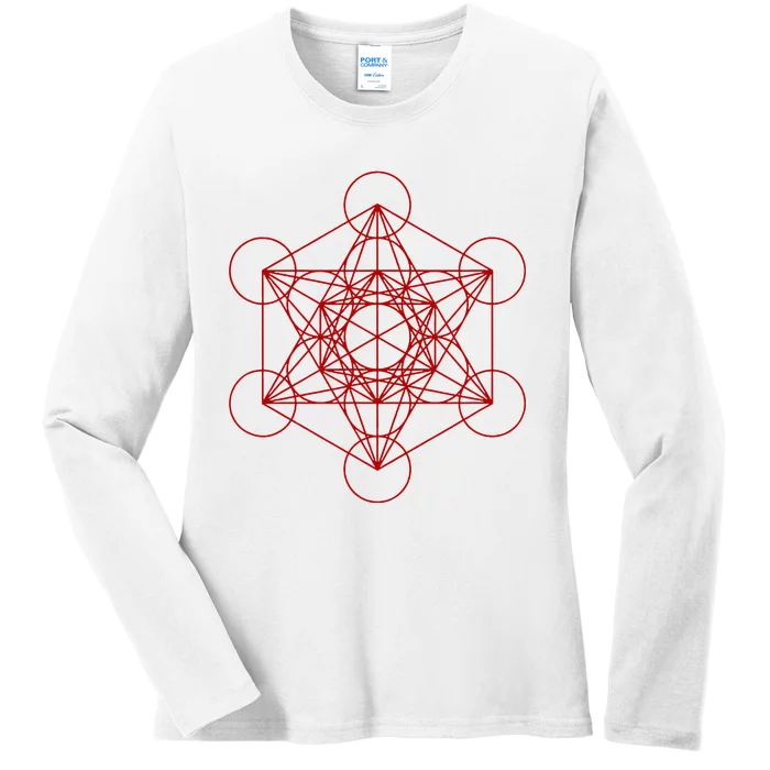 Sacred Geometry Red And Black Geometric Design Gothic Goth Ladies Long Sleeve Shirt