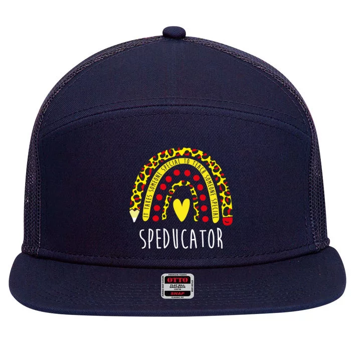 Speducator Gift Rainbow Sped Special Education Teacher Cool Gift 7 Panel Mesh Trucker Snapback Hat