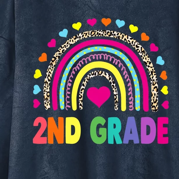 Second Grade Rainbow Girl Boy Teacher Team 2nd Grade Squad Hooded Wearable Blanket