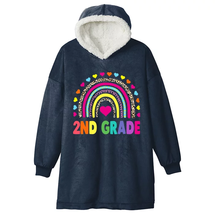 Second Grade Rainbow Girl Boy Teacher Team 2nd Grade Squad Hooded Wearable Blanket