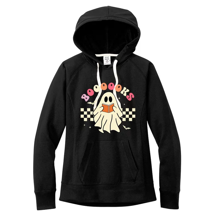 Spooky Ghost Reading Book Halloween Teacher Gift Women's Fleece Hoodie