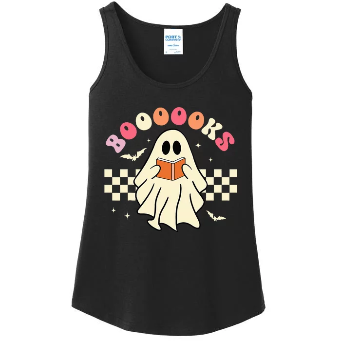 Spooky Ghost Reading Book Halloween Teacher Gift Ladies Essential Tank