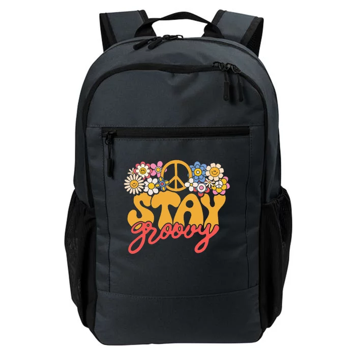 Stay Groovy Retro 70s 80s Floral Graphic Mama Mom Smile Daily Commute Backpack