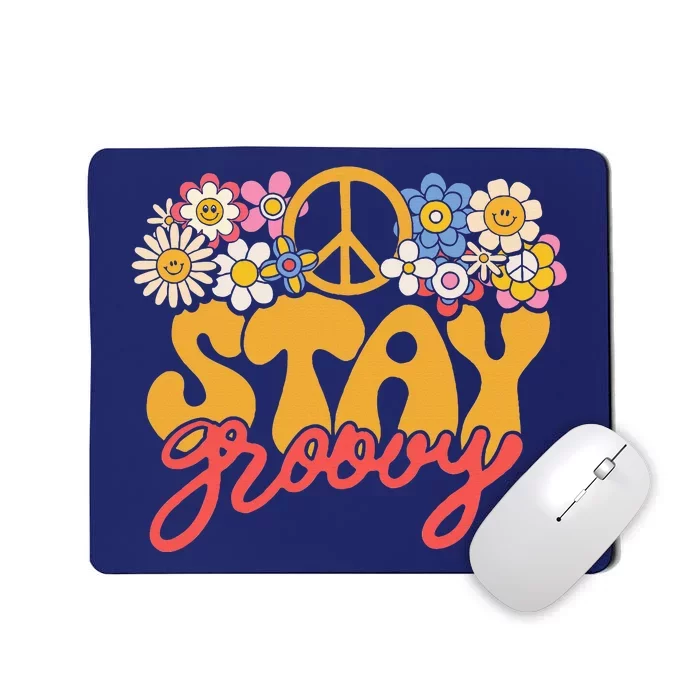 Stay Groovy Retro 70s 80s Floral Graphic Mama Mom Smile Mousepad