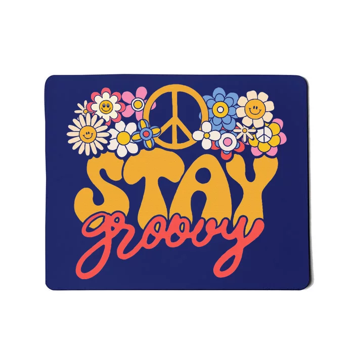 Stay Groovy Retro 70s 80s Floral Graphic Mama Mom Smile Mousepad