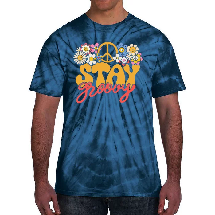 Stay Groovy Retro 70s 80s Floral Graphic Mama Mom Smile Tie-Dye T-Shirt