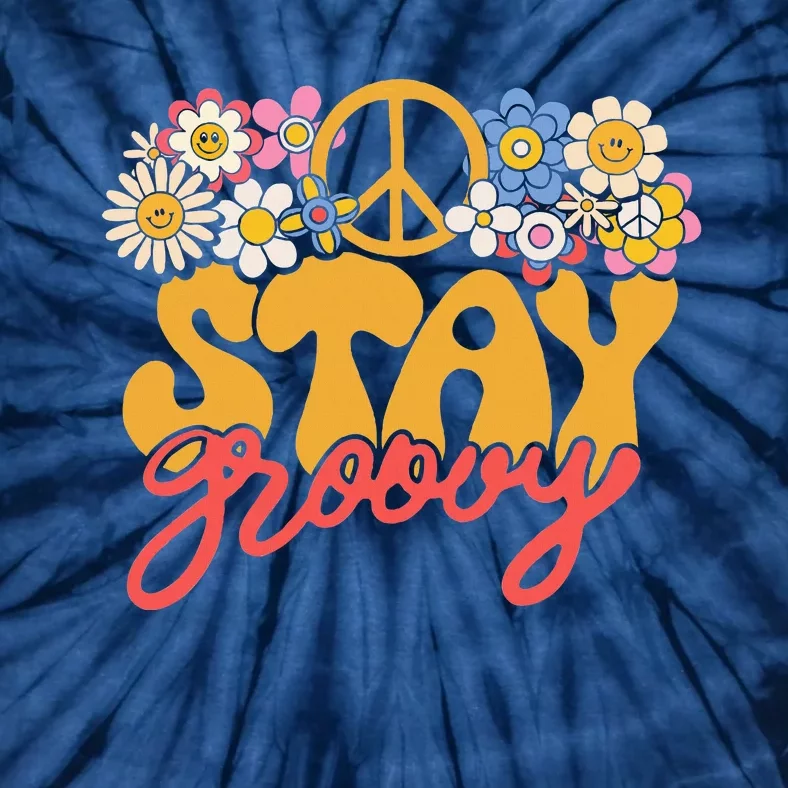 Stay Groovy Retro 70s 80s Floral Graphic Mama Mom Smile Tie-Dye T-Shirt