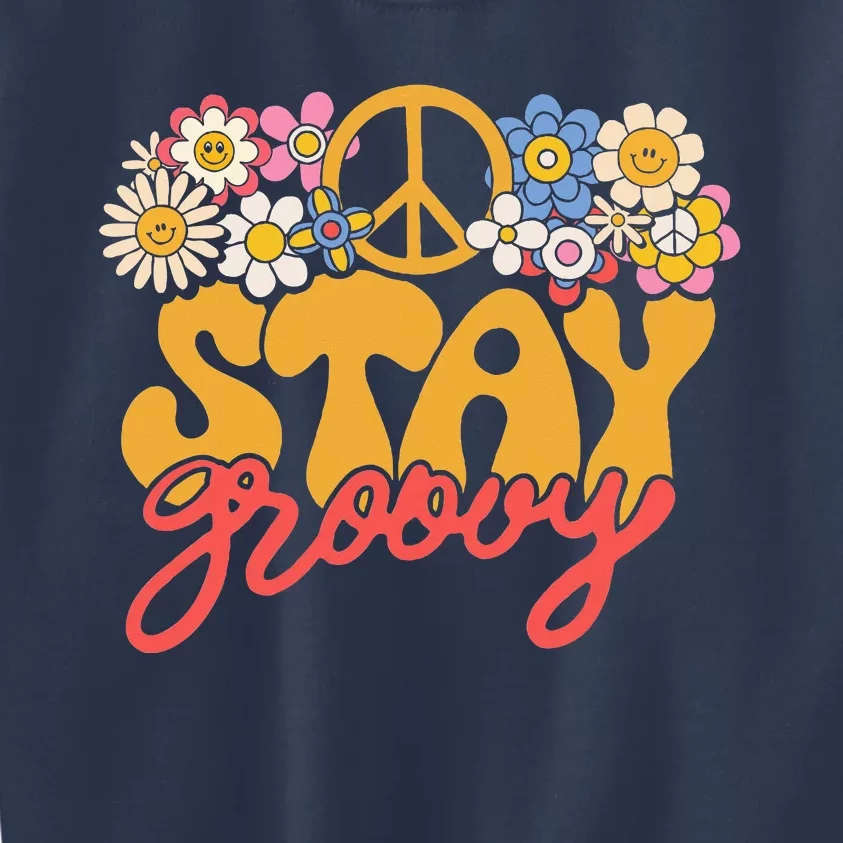 Stay Groovy Retro 70s 80s Floral Graphic Mama Mom Smile Kids Sweatshirt