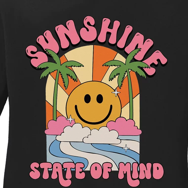 Sunshine Groovy Retro Family Vibes Vacation Summer Holiday Ladies Long Sleeve Shirt