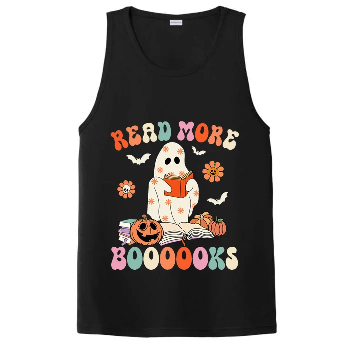 Spooky Ghost Reads Groovy Halloween Book Lover Performance Tank