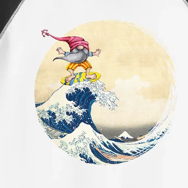 Surfing Gnome Riding Great Wave Off Kanagawa Gnome Toddler Fine Jersey T-Shirt