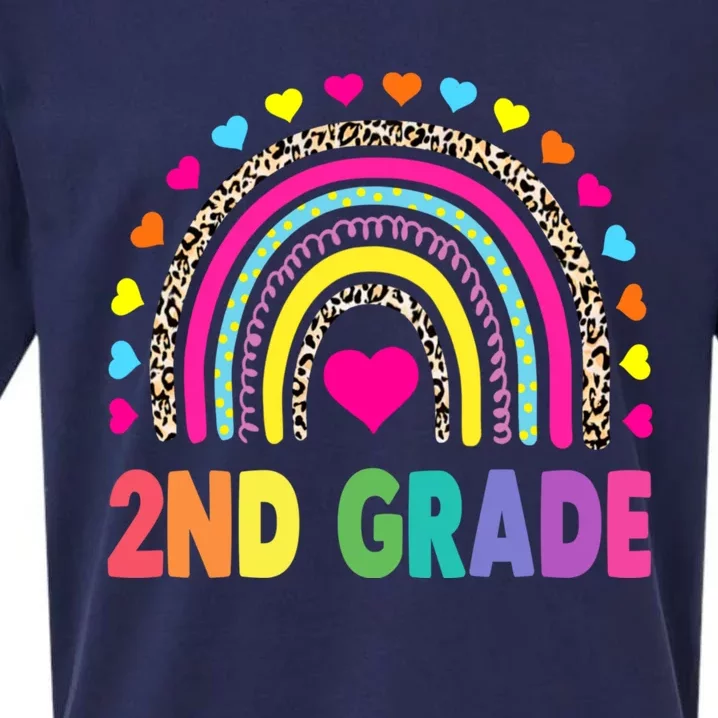 Second Grade Rainbow Girls Boys Teacher Team 2nd Grade Squad Sueded Cloud Jersey T-Shirt