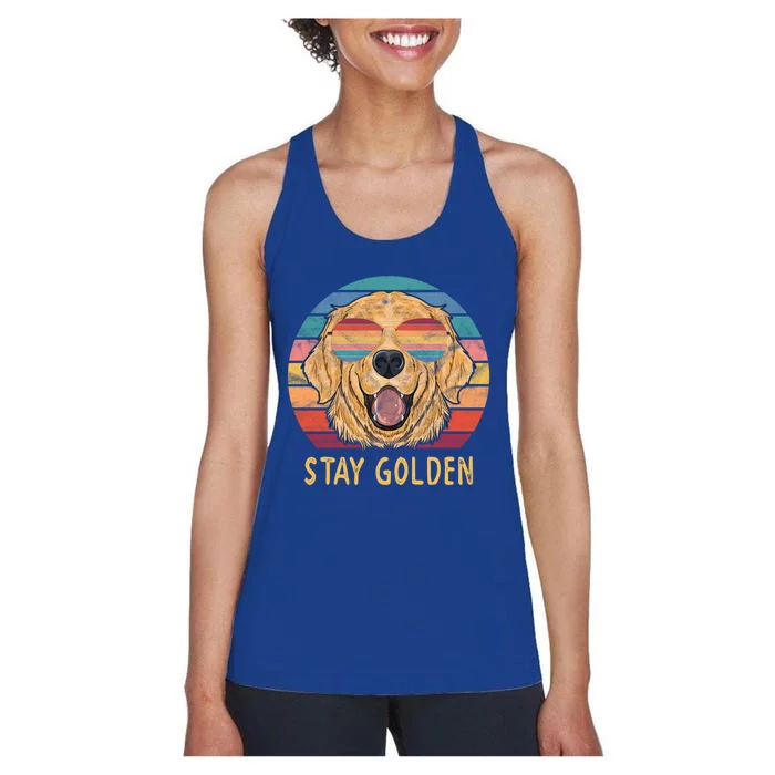 Stay Golden Retriever Dog Funny Gift Women's Racerback Tank