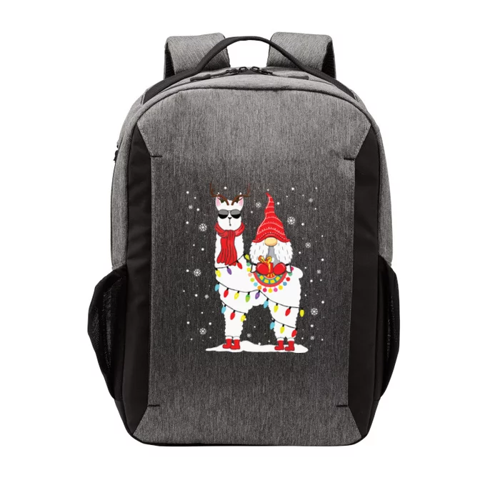 Santa Gnomes Riding Llama Reindeer Christmas Lights Vector Backpack