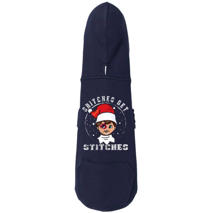 Snitches Get Stitches Elf Xmas Funny Snitches Get Stitches Doggie 3-End Fleece Hoodie