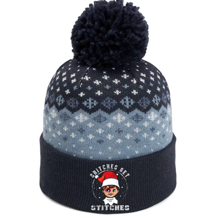 Snitches Get Stitches Elf Xmas Funny Snitches Get Stitches The Baniff Cuffed Pom Beanie