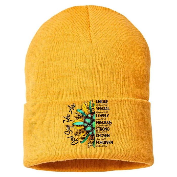 Sunflower God Says You Are Unique Special Lovely Precious Gift Sustainable Knit Beanie