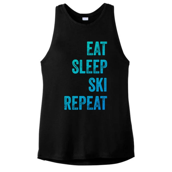 Skier Gift Skiing Eat Sleep Ski Repeat Gift Ladies Tri-Blend Wicking Tank