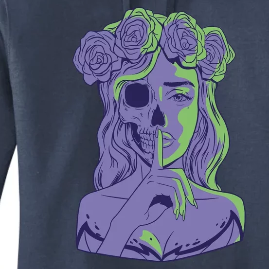 Scary Girl Skeleton Floral Women's Pullover Hoodie