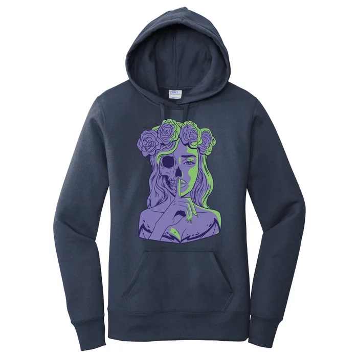 Scary Girl Skeleton Floral Women's Pullover Hoodie