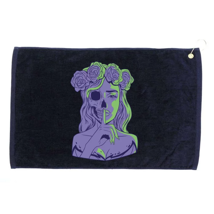 Scary Girl Skeleton Floral Grommeted Golf Towel