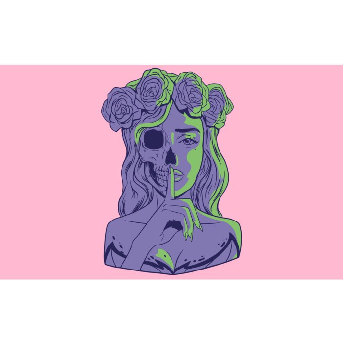 Scary Girl Skeleton Floral Bumper Sticker