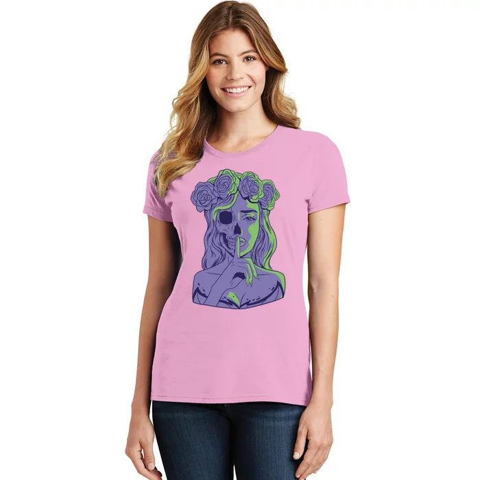 Scary Girl Skeleton Floral Women's T-Shirt