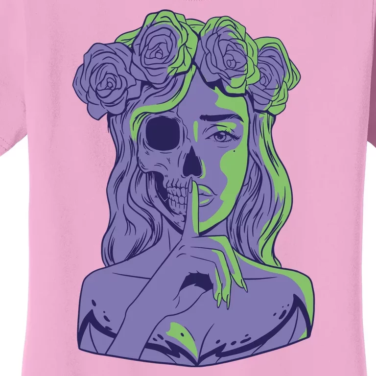 Scary Girl Skeleton Floral Women's T-Shirt