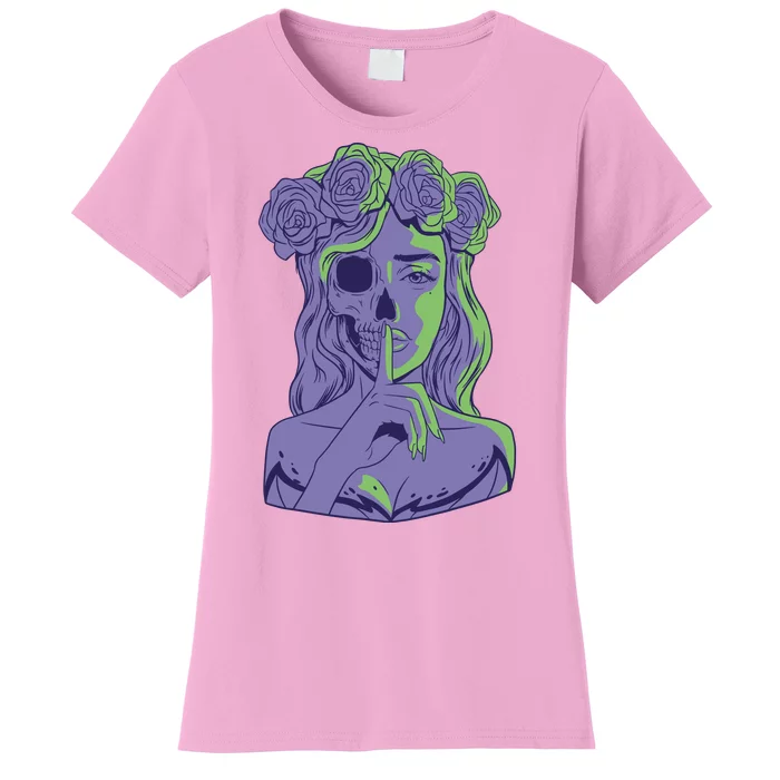 Scary Girl Skeleton Floral Women's T-Shirt