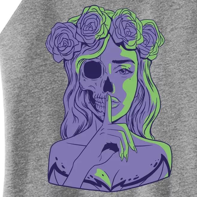 Scary Girl Skeleton Floral Women’s Perfect Tri Rocker Tank