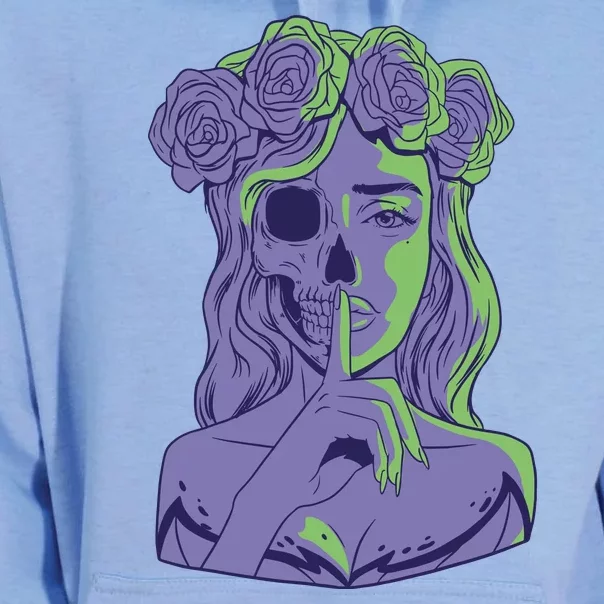 Scary Girl Skeleton Floral Unisex Surf Hoodie