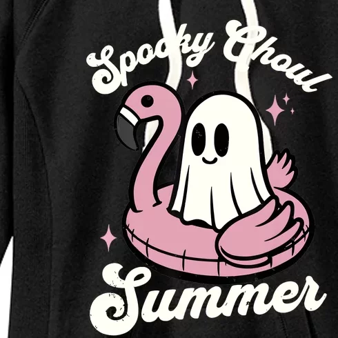 Spooky Ghoul Summer Cute Ghost Flamingo Summer Vibes Beach Women's Fleece Hoodie