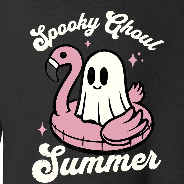 Spooky Ghoul Summer Cute Ghost Flamingo Summer Vibes Beach Toddler Sweatshirt