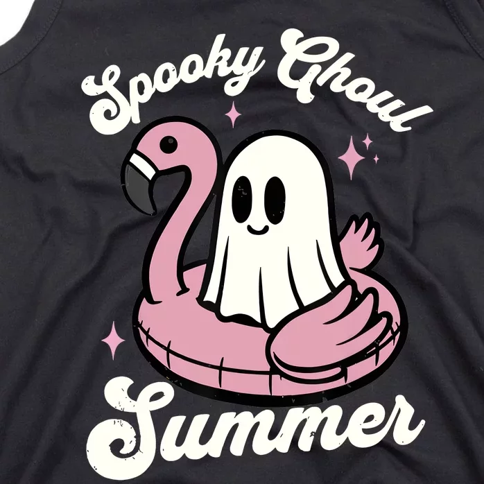 Spooky Ghoul Summer Cute Ghost Flamingo Summer Vibes Beach Tank Top