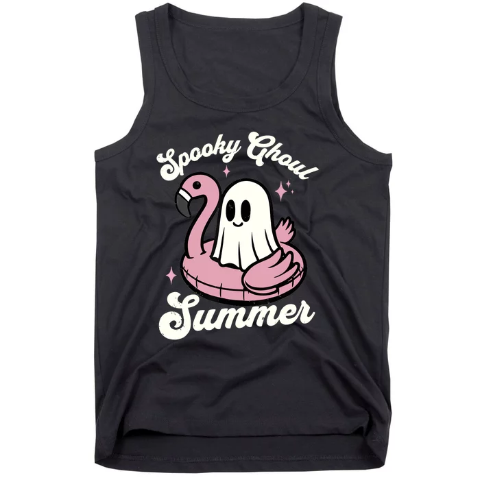 Spooky Ghoul Summer Cute Ghost Flamingo Summer Vibes Beach Tank Top