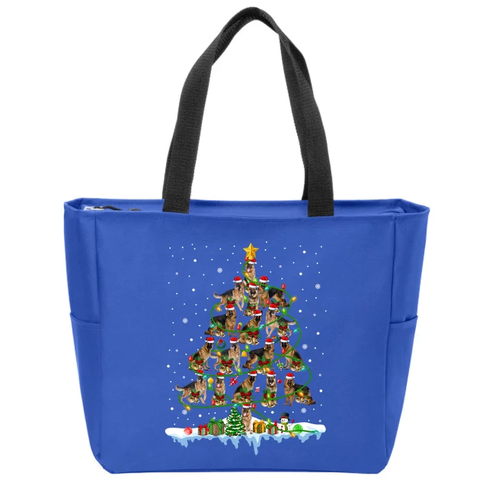 Santa Ger Shepherd Dogs Christmas Tree Ornats Xmas Pjs Gift Zip Tote Bag