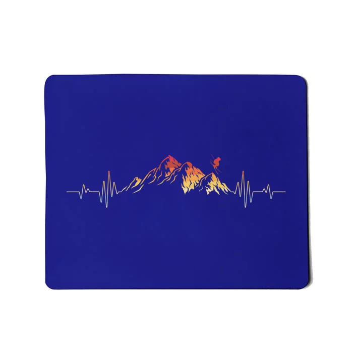 Ski Gift Skis Heartbeat Mountains Retro Skiing Ecg Gift Mousepad