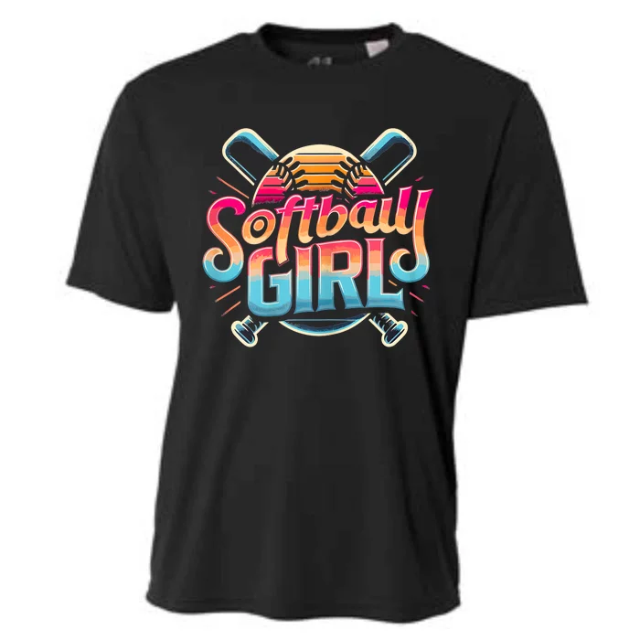 Softball Girl Softball Player Fan Cooling Performance Crew T-Shirt