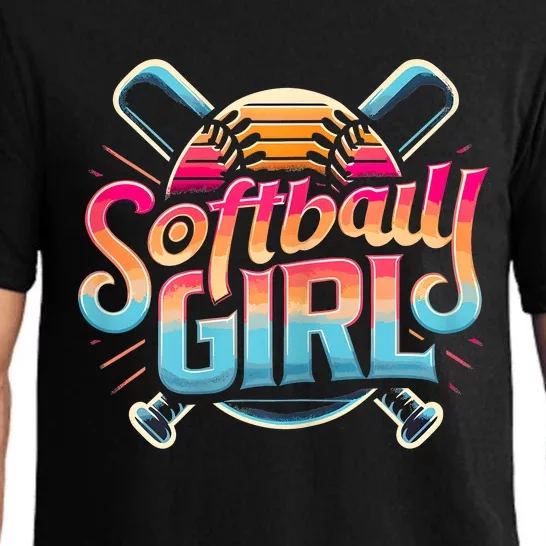 Softball Girl Softball Player Fan Pajama Set