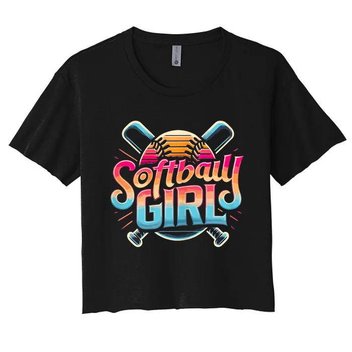 Softball Girl Softball Player Fan Women's Crop Top Tee