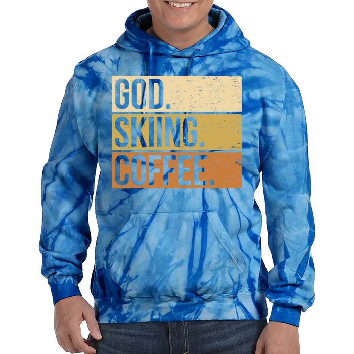 Ski God Skiing Coffee Skier Cute Gift Tie Dye Hoodie