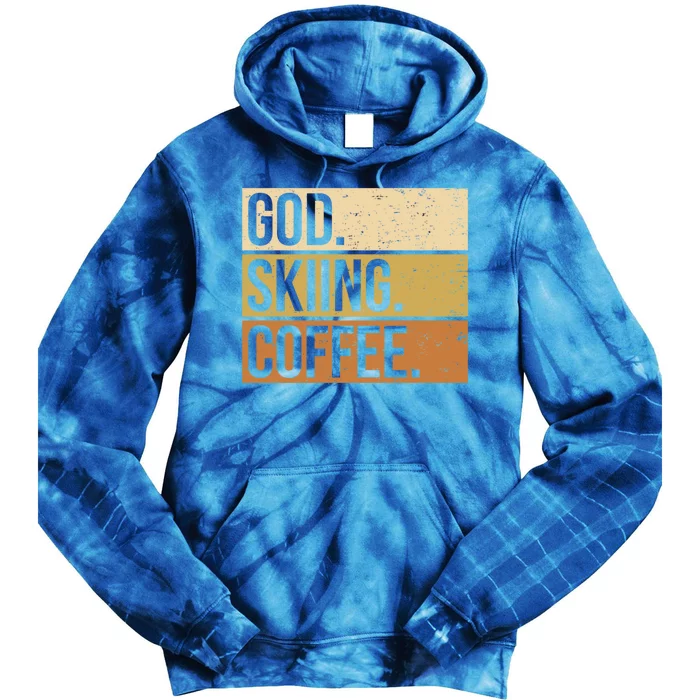 Ski God Skiing Coffee Skier Cute Gift Tie Dye Hoodie