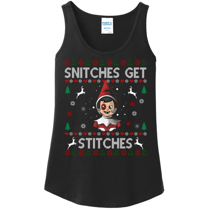 Snitches Get Stitches Ugly Christmas Sweater Ladies Essential Tank